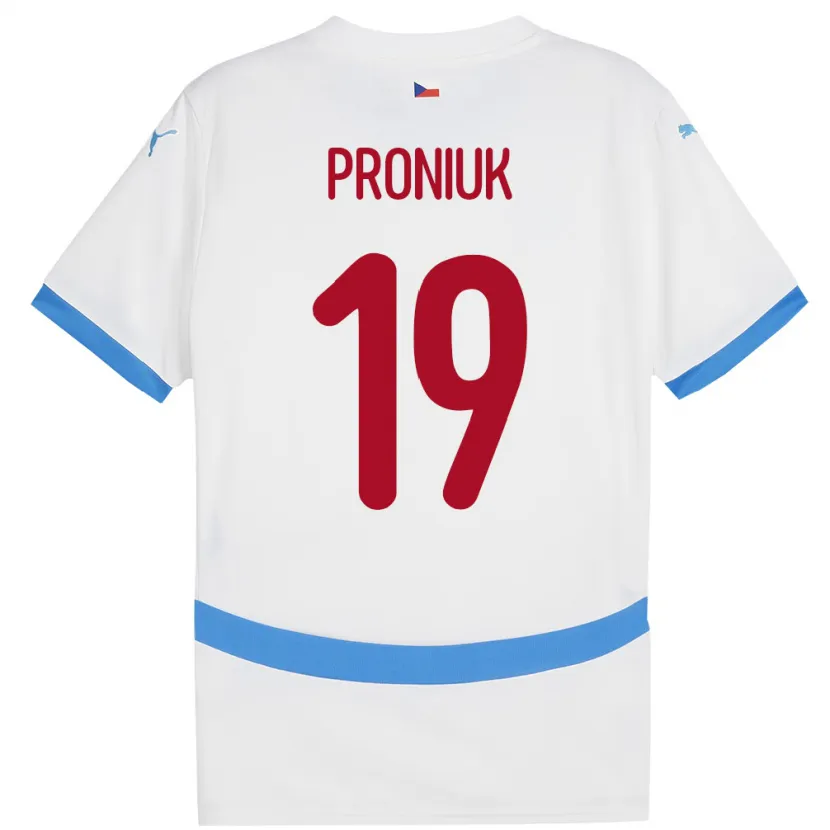 Danxen Hombre Camiseta Chequia Adam Proniuk #19 Blanco 2ª Equipación 24-26 La Camisa