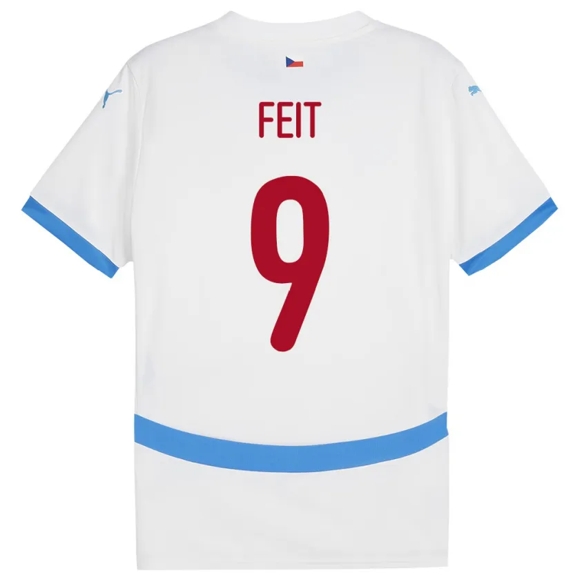 Danxen Hombre Camiseta Chequia Jan Feit #9 Blanco 2ª Equipación 24-26 La Camisa