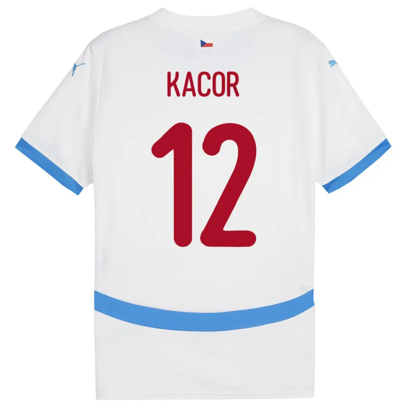 Danxen Hombre Camiseta Chequia Pavel Kacor #12 Blanco 2ª Equipación 24-26 La Camisa
