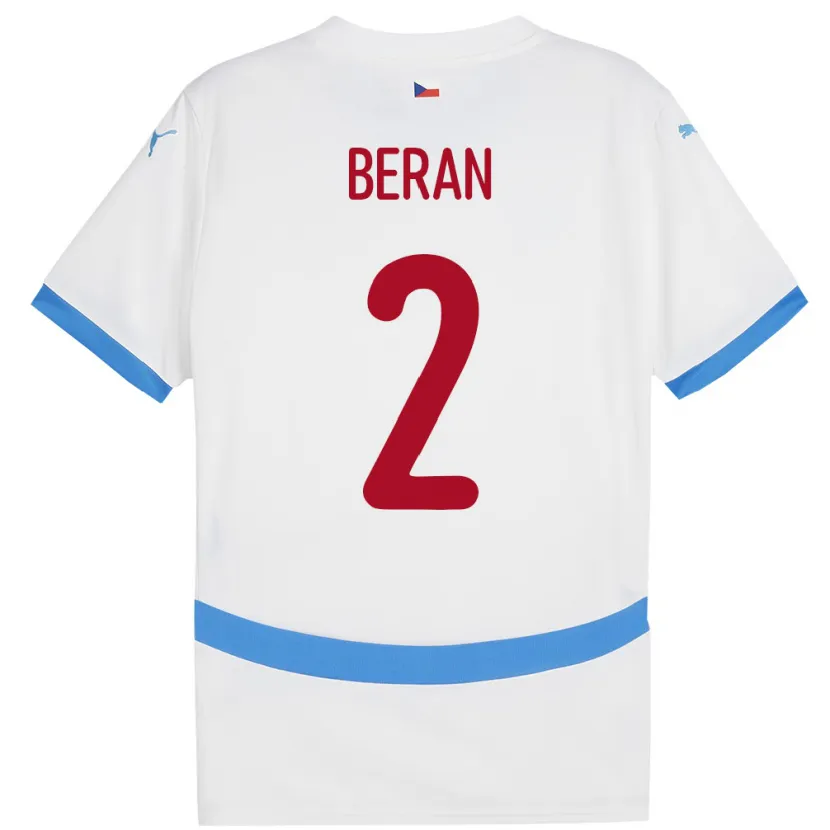 Danxen Hombre Camiseta Chequia Stepan Beran #2 Blanco 2ª Equipación 24-26 La Camisa