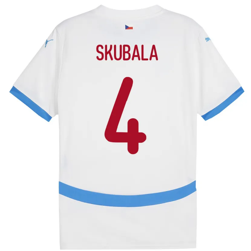 Danxen Hombre Camiseta Chequia Tomas Skubala #4 Blanco 2ª Equipación 24-26 La Camisa