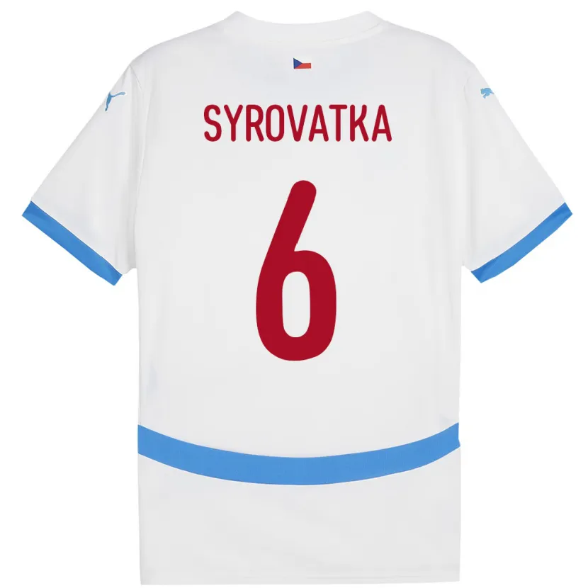 Danxen Hombre Camiseta Chequia Matyas Syrovatka #6 Blanco 2ª Equipación 24-26 La Camisa