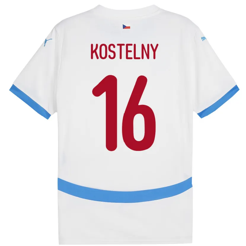 Danxen Hombre Camiseta Chequia Krystof Kostelny #16 Blanco 2ª Equipación 24-26 La Camisa