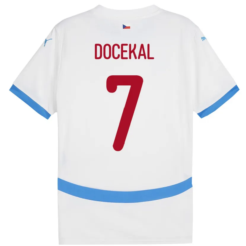 Danxen Hombre Camiseta Chequia Tomas Docekal #7 Blanco 2ª Equipación 24-26 La Camisa