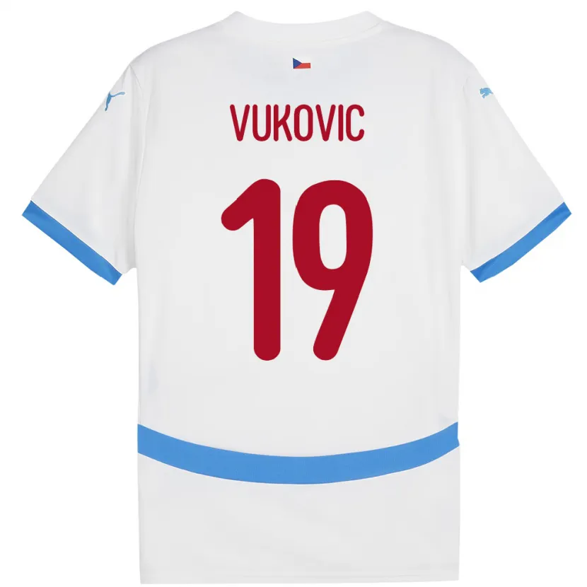 Danxen Hombre Camiseta Chequia Kristian Vukovic #19 Blanco 2ª Equipación 24-26 La Camisa