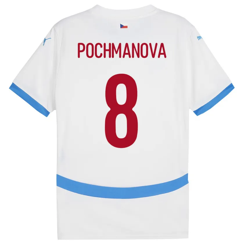 Danxen Hombre Camiseta Chequia Aneta Pochmanová #8 Blanco 2ª Equipación 24-26 La Camisa
