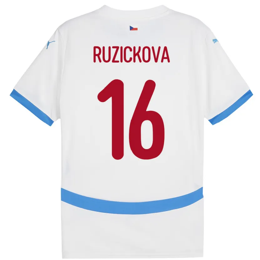 Danxen Hombre Camiseta Chequia Barbora Růžičková #16 Blanco 2ª Equipación 24-26 La Camisa