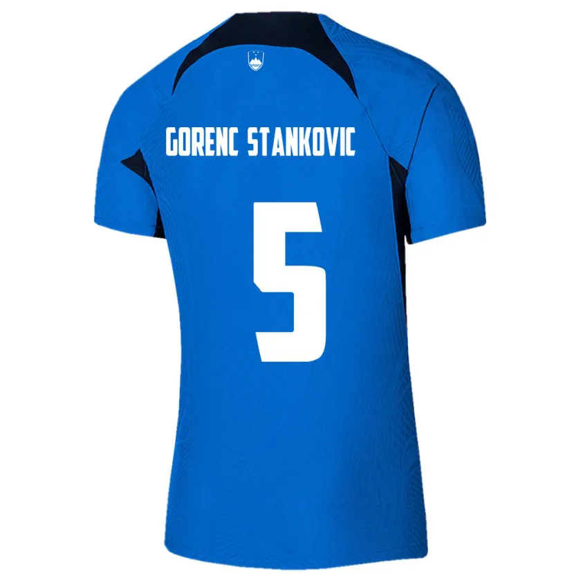 Danxen Hombre Camiseta Eslovenia Jon Gorenc Stankovic #5 Azul 2ª Equipación 24-26 La Camisa