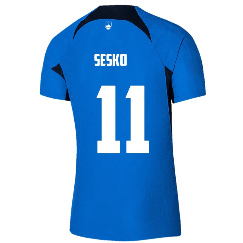 Danxen Hombre Camiseta Eslovenia Benjamin Sesko #11 Azul 2ª Equipación 24-26 La Camisa