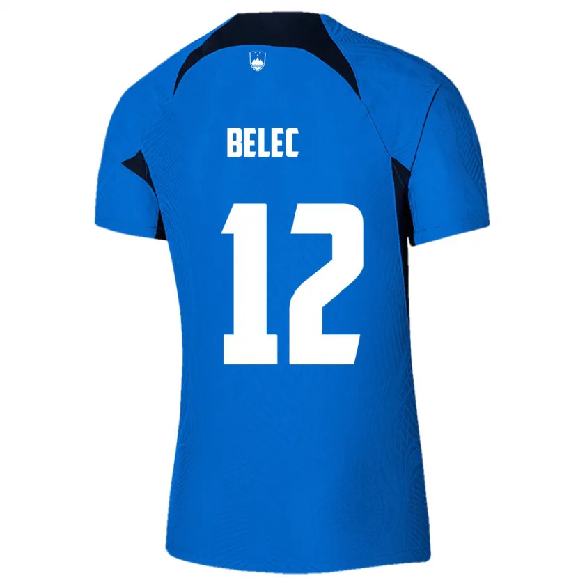 Danxen Hombre Camiseta Eslovenia Vid Belec #12 Azul 2ª Equipación 24-26 La Camisa