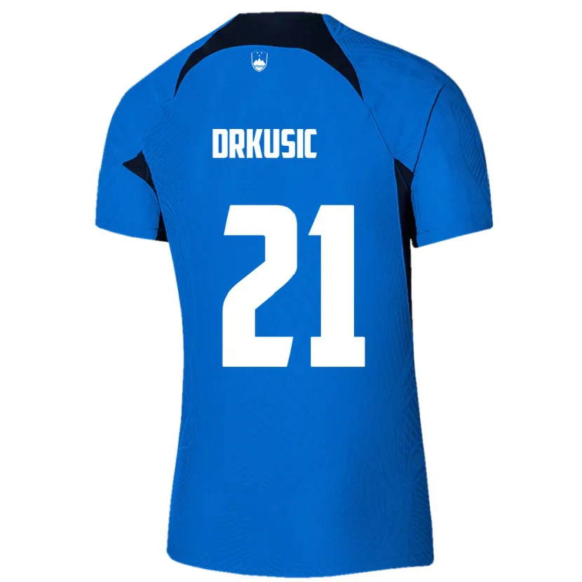 Danxen Hombre Camiseta Eslovenia Vanja Drkusic #21 Azul 2ª Equipación 24-26 La Camisa