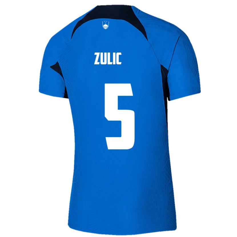 Danxen Hombre Camiseta Eslovenia Anel Zulic #5 Azul 2ª Equipación 24-26 La Camisa