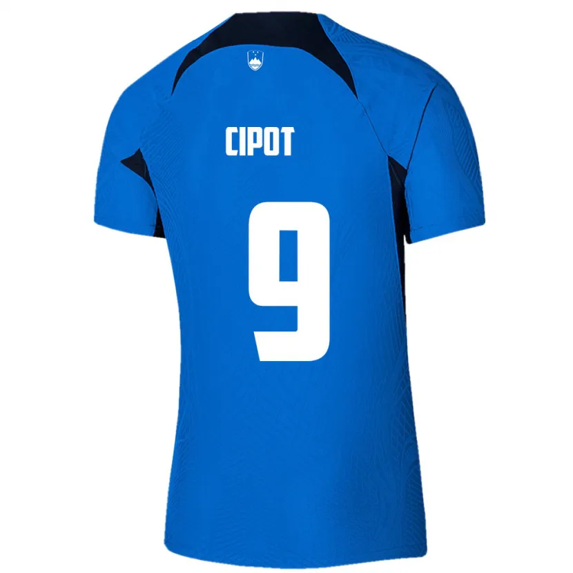 Danxen Hombre Camiseta Eslovenia Tio Cipot #9 Azul 2ª Equipación 24-26 La Camisa