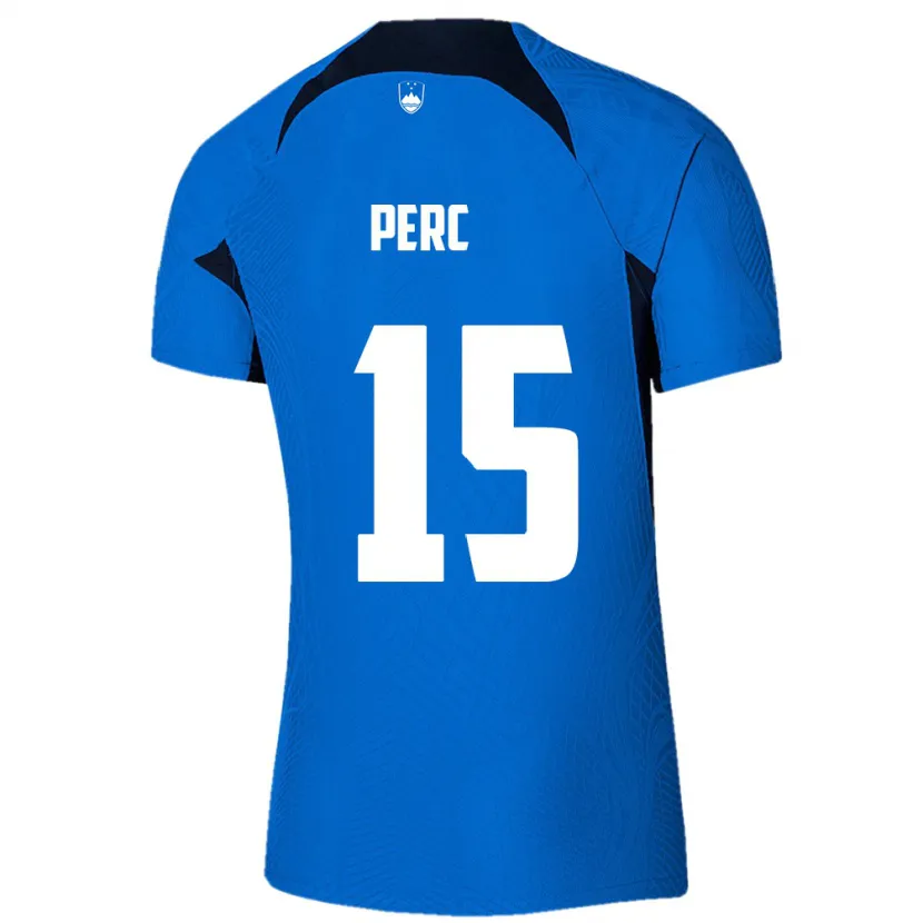 Danxen Hombre Camiseta Eslovenia Nick Perc #15 Azul 2ª Equipación 24-26 La Camisa