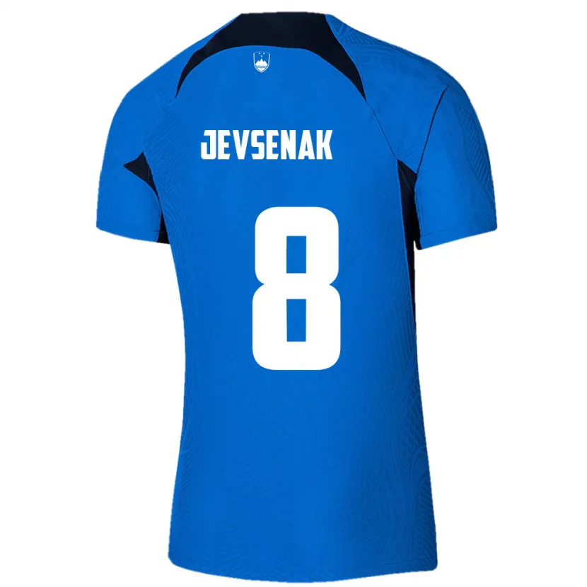 Danxen Hombre Camiseta Eslovenia Florjan Jevsenak #8 Azul 2ª Equipación 24-26 La Camisa