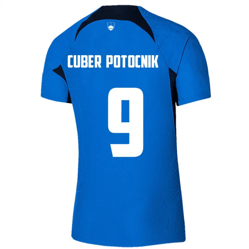 Danxen Hombre Camiseta Eslovenia Jaka Cuber Potocnik #9 Azul 2ª Equipación 24-26 La Camisa