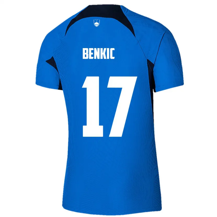 Danxen Hombre Camiseta Eslovenia Kevin Benkic #17 Azul 2ª Equipación 24-26 La Camisa