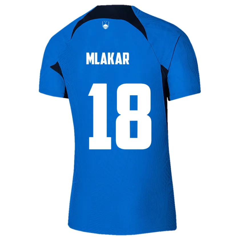 Danxen Hombre Camiseta Eslovenia Luka Mlakar #18 Azul 2ª Equipación 24-26 La Camisa