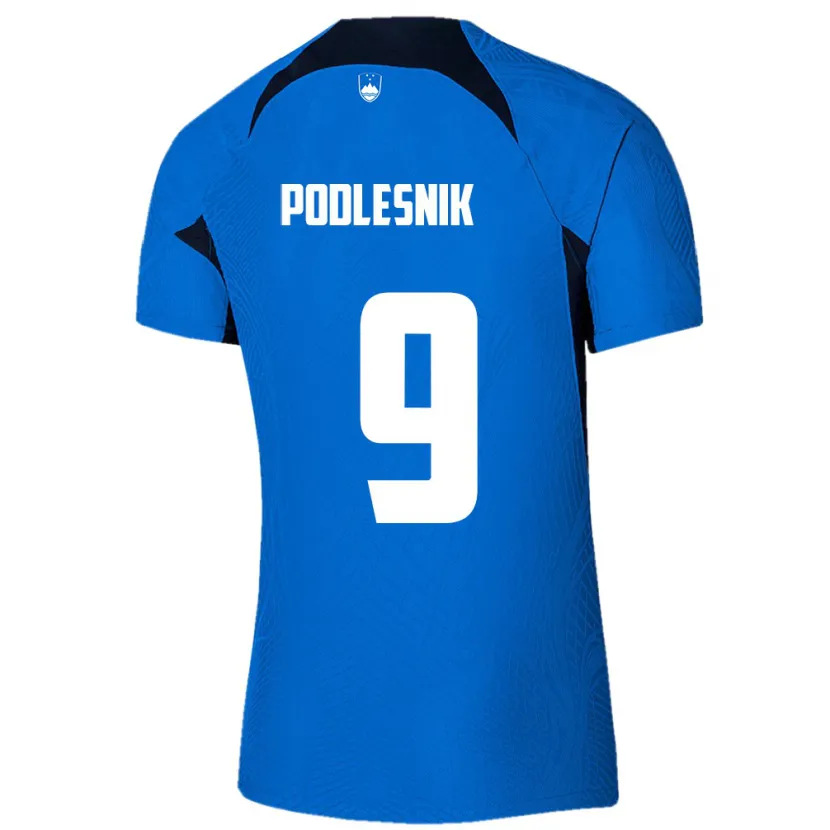 Danxen Hombre Camiseta Eslovenia Nik Podlesnik #9 Azul 2ª Equipación 24-26 La Camisa