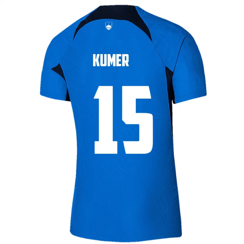 Danxen Hombre Camiseta Eslovenia Alin Kumer #15 Azul 2ª Equipación 24-26 La Camisa