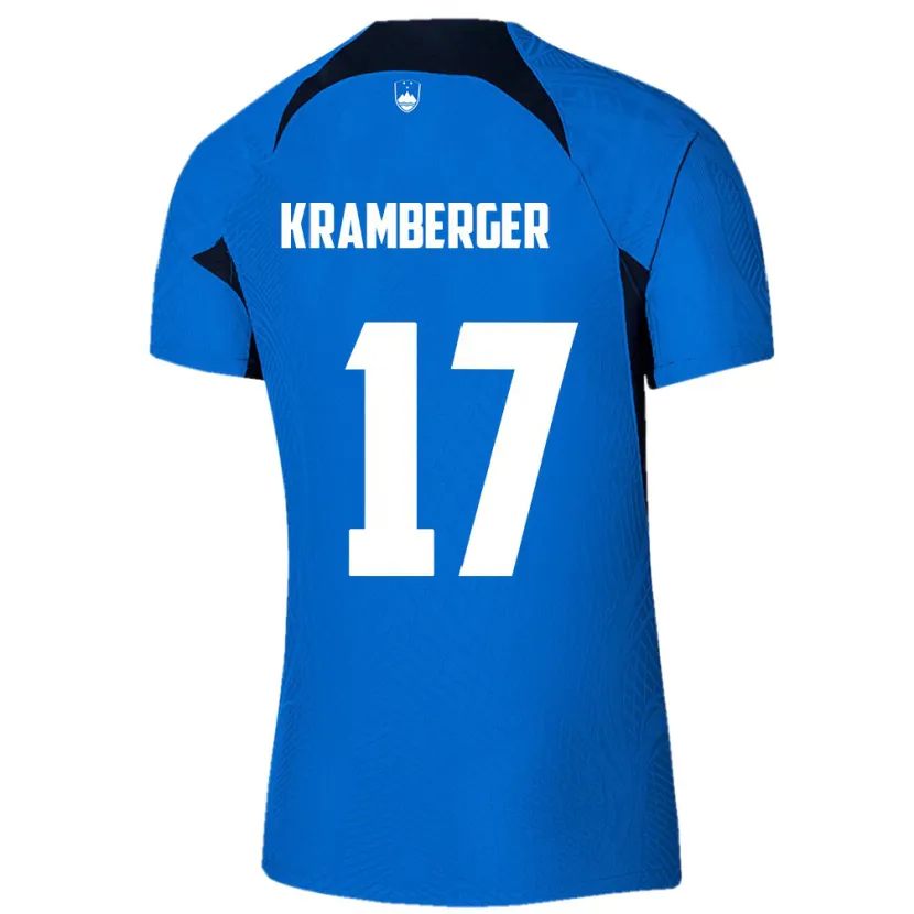 Danxen Hombre Camiseta Eslovenia Enej Kramberger #17 Azul 2ª Equipación 24-26 La Camisa