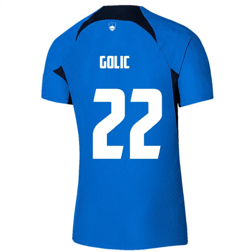 Danxen Hombre Camiseta Eslovenia Tilen Golic #22 Azul 2ª Equipación 24-26 La Camisa