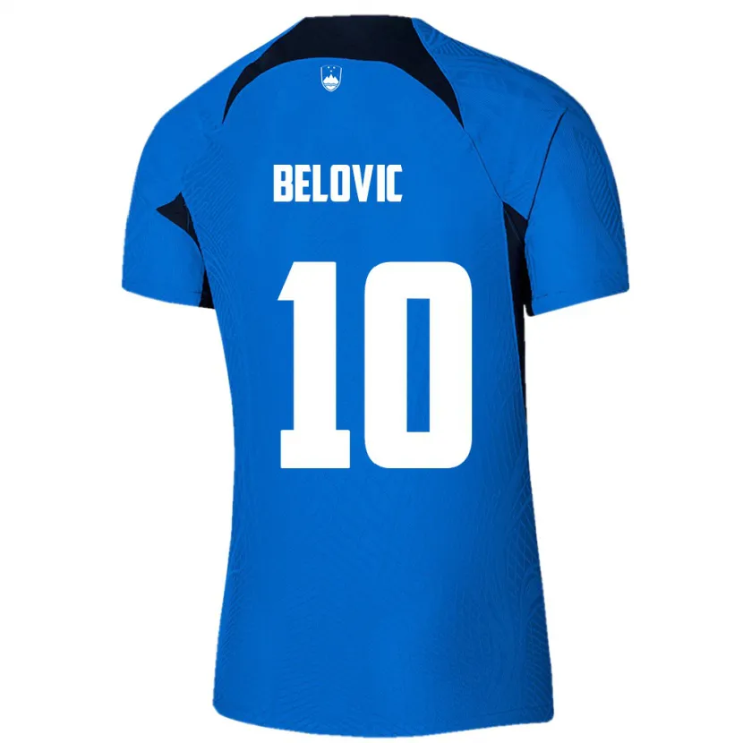 Danxen Hombre Camiseta Eslovenia Nik Belovic #10 Azul 2ª Equipación 24-26 La Camisa