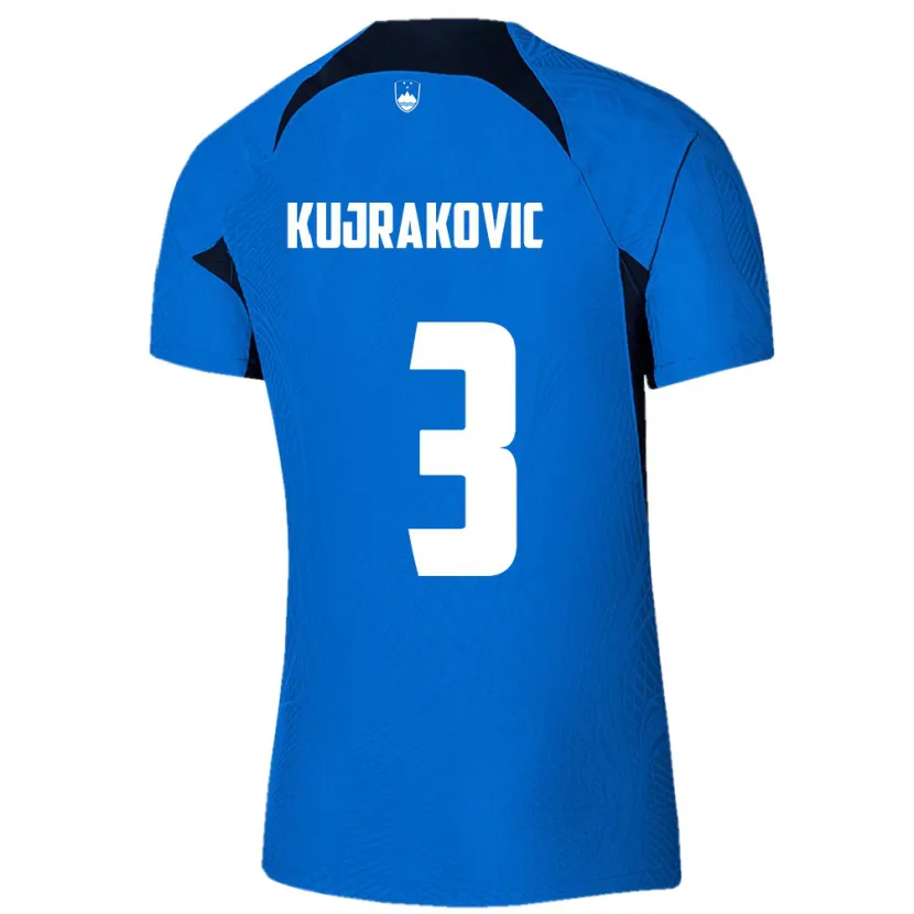 Danxen Hombre Camiseta Eslovenia Minel Kujrakovic #3 Azul 2ª Equipación 24-26 La Camisa