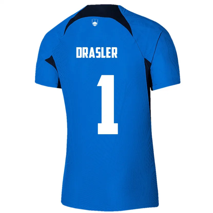 Danxen Hombre Camiseta Eslovenia Iztok Drasler #1 Azul 2ª Equipación 24-26 La Camisa