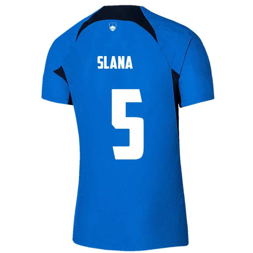 Danxen Hombre Camiseta Eslovenia Filip Slana #5 Azul 2ª Equipación 24-26 La Camisa
