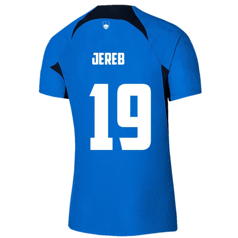 Danxen Hombre Camiseta Eslovenia David Jereb #19 Azul 2ª Equipación 24-26 La Camisa