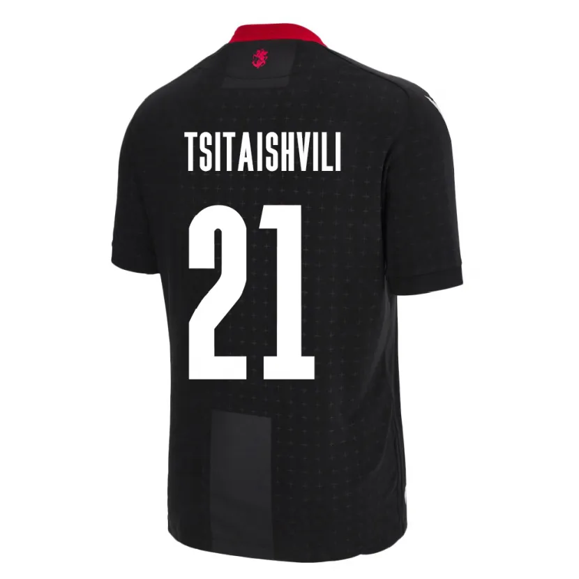 Danxen Hombre Camiseta Georgia Georgiy Tsitaishvili #21 Negro 2ª Equipación 24-26 La Camisa