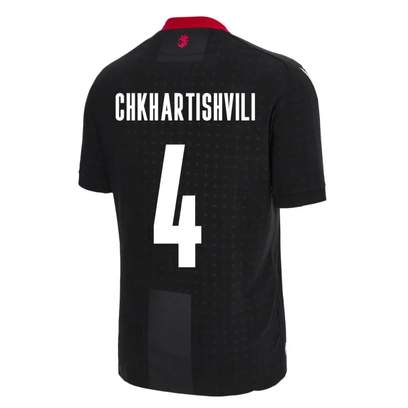 Danxen Hombre Camiseta Georgia Nino Chkhartishvili #4 Negro 2ª Equipación 24-26 La Camisa