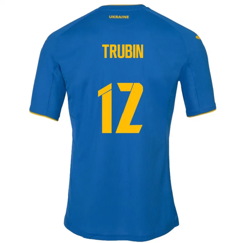 Danxen Hombre Camiseta Ucrania Anatoliy Trubin #12 Azul 2ª Equipación 24-26 La Camisa