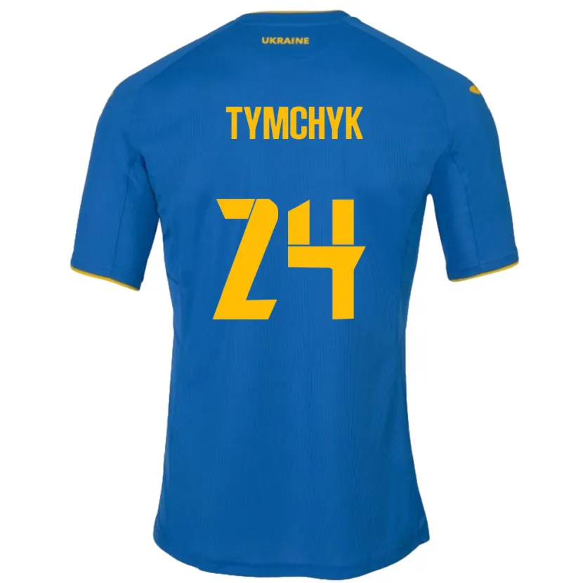 Danxen Hombre Camiseta Ucrania Oleksandr Tymchyk #24 Azul 2ª Equipación 24-26 La Camisa