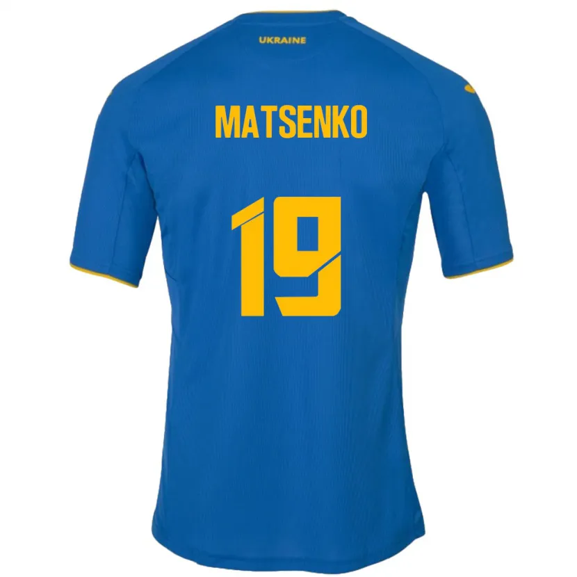 Danxen Hombre Camiseta Ucrania Yegor Matsenko #19 Azul 2ª Equipación 24-26 La Camisa