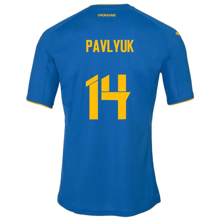 Danxen Hombre Camiseta Ucrania Yevgen Pavlyuk #14 Azul 2ª Equipación 24-26 La Camisa