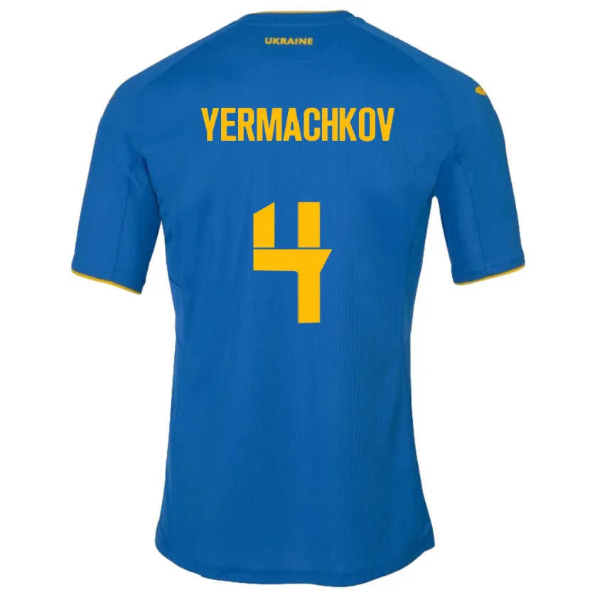 Danxen Hombre Camiseta Ucrania Ivan Yermachkov #4 Azul 2ª Equipación 24-26 La Camisa