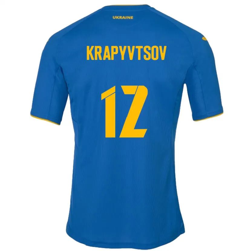 Danxen Hombre Camiseta Ucrania Vladyslav Krapyvtsov #12 Azul 2ª Equipación 24-26 La Camisa