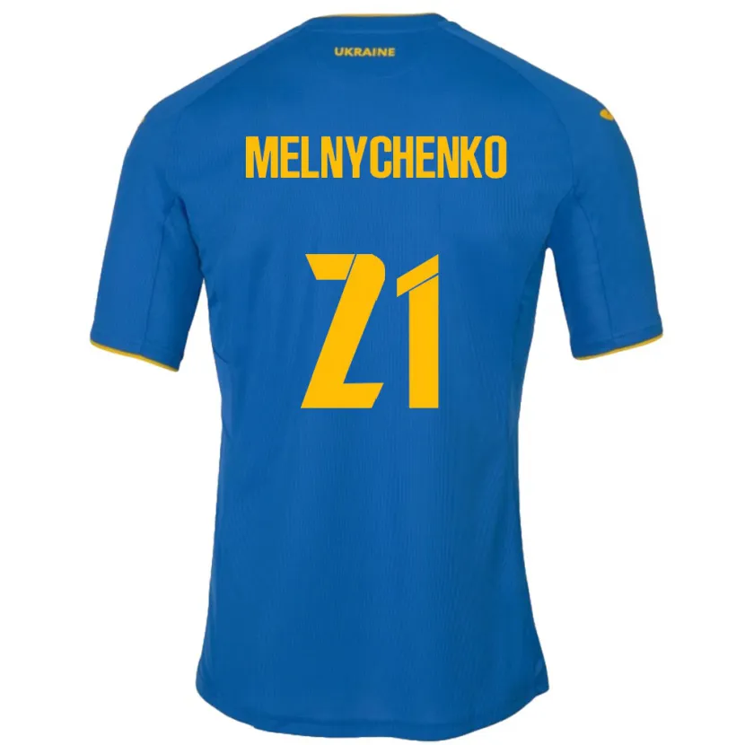 Danxen Hombre Camiseta Ucrania Maksym Melnychenko #21 Azul 2ª Equipación 24-26 La Camisa