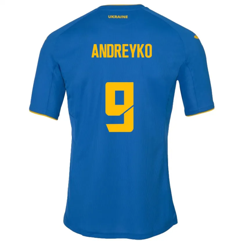 Danxen Hombre Camiseta Ucrania Ivan Andreyko #9 Azul 2ª Equipación 24-26 La Camisa