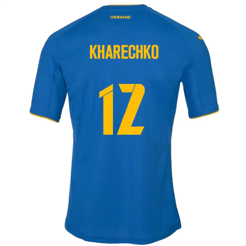 Danxen Hombre Camiseta Ucrania Oleksandr Kharechko #12 Azul 2ª Equipación 24-26 La Camisa
