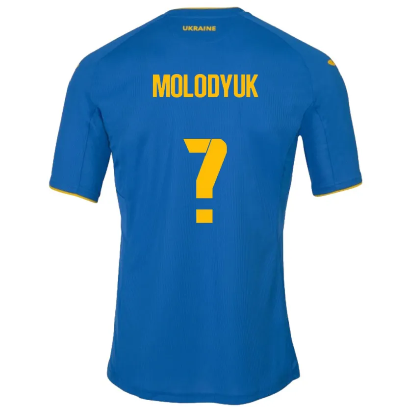 Danxen Hombre Camiseta Ucrania Yelyzaveta Molodyuk #0 Azul 2ª Equipación 24-26 La Camisa