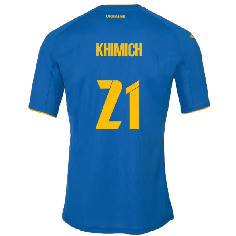 Danxen Hombre Camiseta Ucrania Tamila Khimich #21 Azul 2ª Equipación 24-26 La Camisa