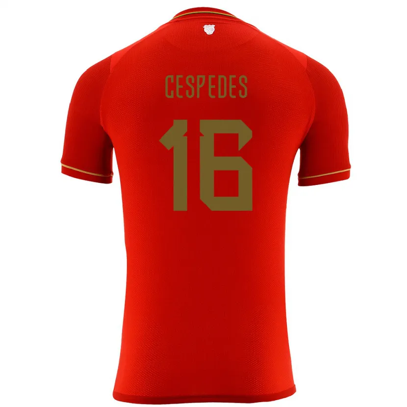 Danxen Hombre Camiseta Bolivia Boris Céspedes #16 Rojo 2ª Equipación 24-26 La Camisa