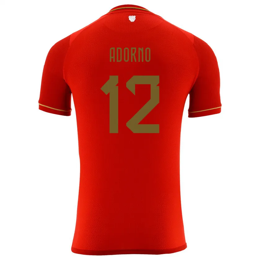 Danxen Hombre Camiseta Bolivia Carlos Adorno #12 Rojo 2ª Equipación 24-26 La Camisa