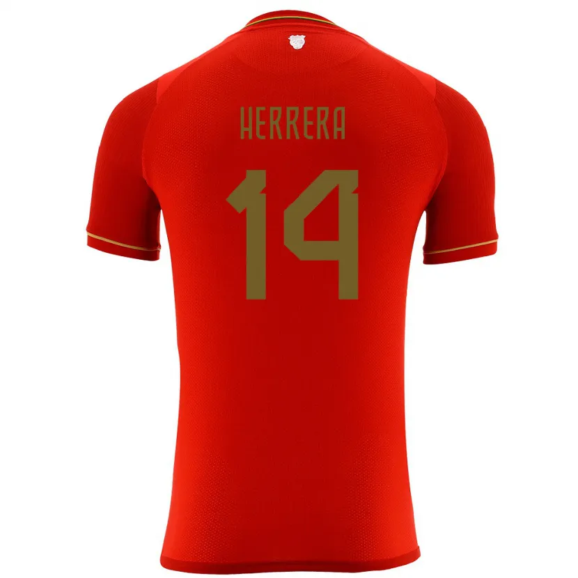 Danxen Hombre Camiseta Bolivia José Herrera #14 Rojo 2ª Equipación 24-26 La Camisa