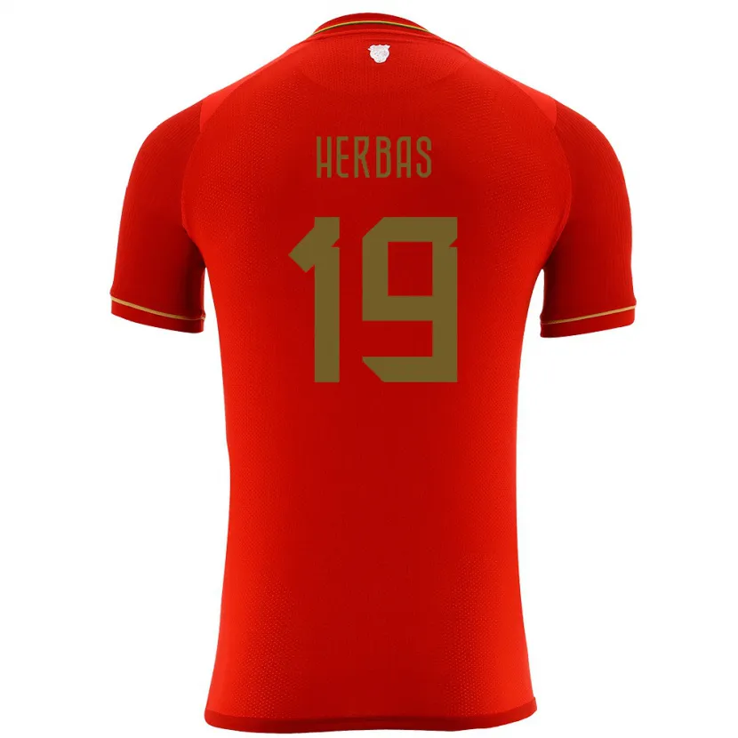 Danxen Hombre Camiseta Bolivia Alan Herbas #19 Rojo 2ª Equipación 24-26 La Camisa