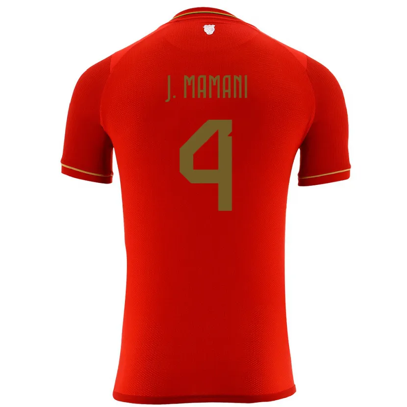 Danxen Hombre Camiseta Bolivia Jhylian Mary Mamani #4 Rojo 2ª Equipación 24-26 La Camisa
