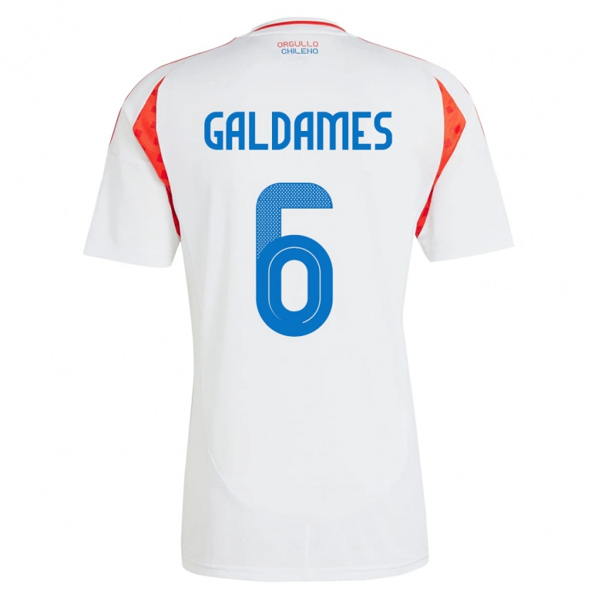 Danxen Hombre Camiseta Chile Thomas Galdames #6 Blanco 2ª Equipación 24-26 La Camisa